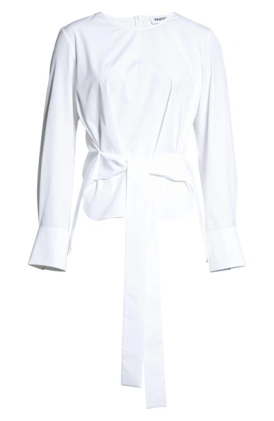 Shop Partow Callie Tie Front Cotton Poplin Blouse In White
