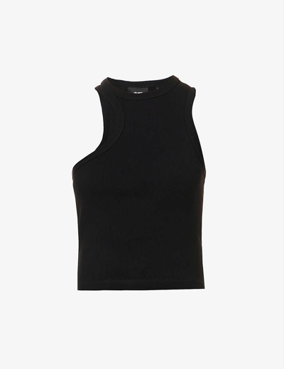 Shop Axel Arigato Scoop Asymmetric-hem Stretch-cotton Tank Top In Black