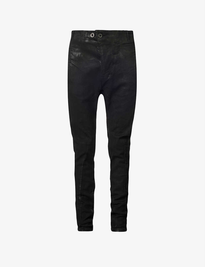 Shop Boris Bidjan Saberi P11 Coated Slim-fit Stretch-denim Jeans In Black