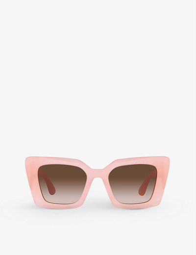 Shop Burberry Women's Pink Be4344 Daisy Square-frame Acetate Sunglasses