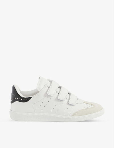 Shop Isabel Marant Women's White/blk Beth Leather Low-top Trainers