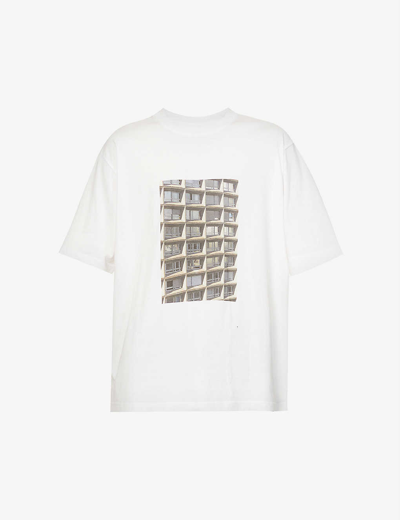 Shop Song For The Mute Windows Graphic-print Oversized-fit Cotton-jersey T-shirt In White