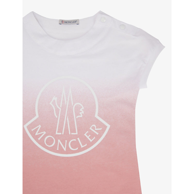 Shop Moncler Logo-print Ombré Effect Cotton-jersey Dress 3-36 Months In Pink