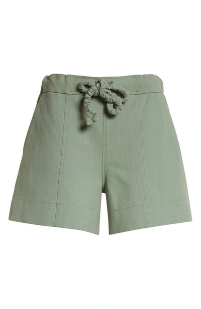 Shop Ganni Organic Cotton Pull-on Shorts In Green Bay