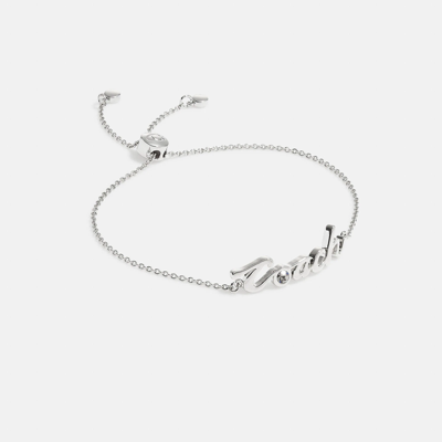 Shop Coach Outlet Logo Script Slider Bracelet In Grey