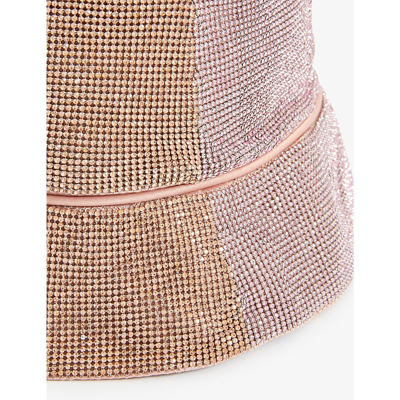 Shop Kara Crystal-embellished Woven Bucket Hat In Peach /baby Pink