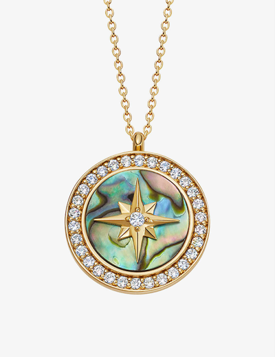 Astley Clarke 18ct Gold Plated Vermeil Silver Large Polaris Abalone Locket Necklace In Yellow Gold Vermeil