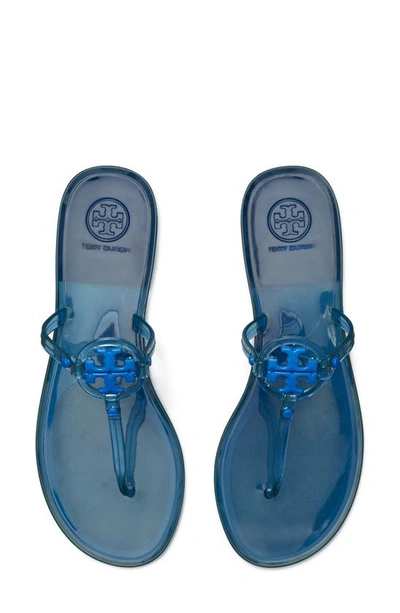Shop Tory Burch Mini Miller Jelly Thong Sandal In Dark Blue Azure