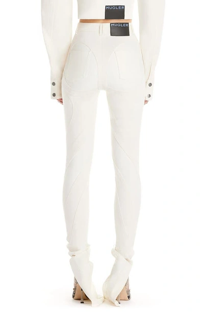 Shop Mugler Spiral High Waist Denim & Tech Jersey Skinny Jeans In B1013 Ivory / Ivory
