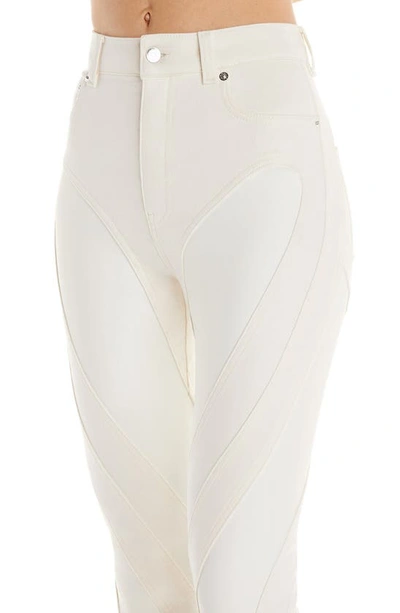 Shop Mugler Spiral High Waist Denim & Tech Jersey Skinny Jeans In B1013 Ivory / Ivory