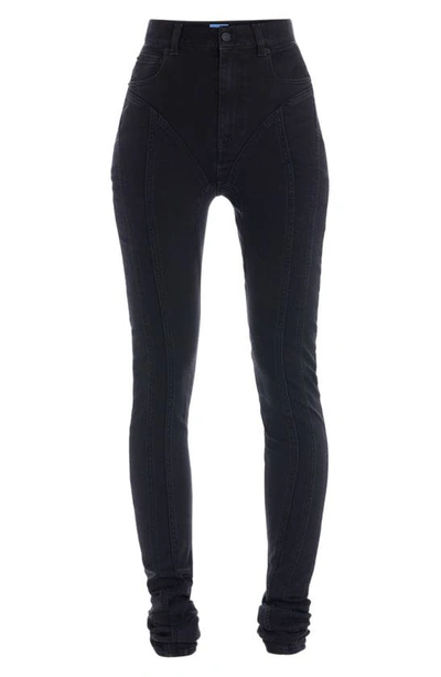 Shop Mugler Spiral High Waist Denim & Tulle Skinny Jeans In 19992 Black Nude 02