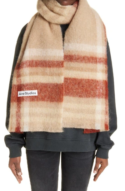 Shop Acne Studios Vana Alpaca & Wool Blend Scarf In Beige/ Rust Red