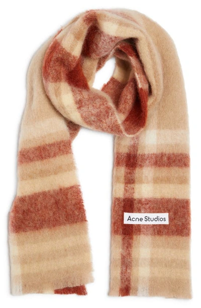 Shop Acne Studios Vana Alpaca & Wool Blend Scarf In Beige/ Rust Red