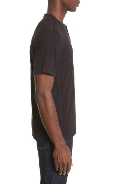 Rag & Bone Black Cotton Classic Short Sleeve Henley In Jet Black