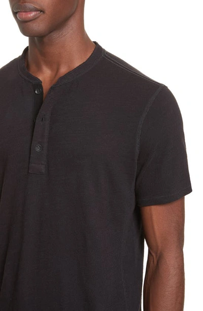 Rag & Bone Black Cotton Classic Short Sleeve Henley In Jet Black