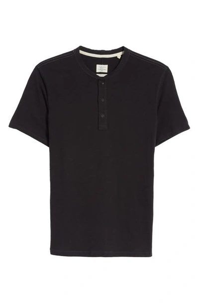Rag & Bone Black Cotton Classic Short Sleeve Henley In Jet Black