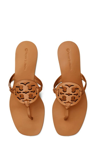 Tory Burch Miller Square Toe Thong Sandal In Caramel Corn