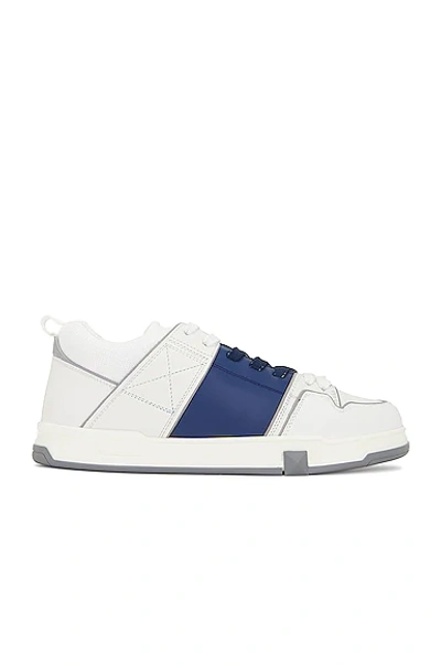 Valentino Garavani Leather Low Top Sneakers In White/blue | ModeSens