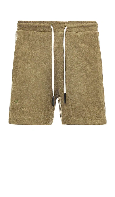 Shop Oas Terry Shorts In Brown