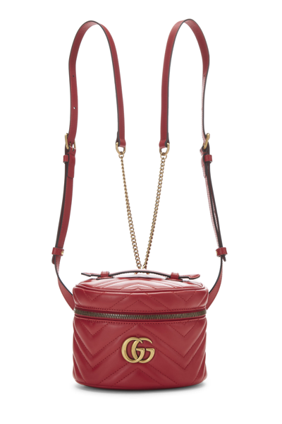 Pre-owned Gucci Red Leather Gg Marmont Backpack Mini