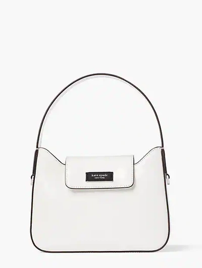 Shop Kate Spade Sam Icon Leather Mini Hobo Bag In True White
