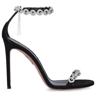 Shop Aquazzura Sandals Love Link 105 Satin In Black