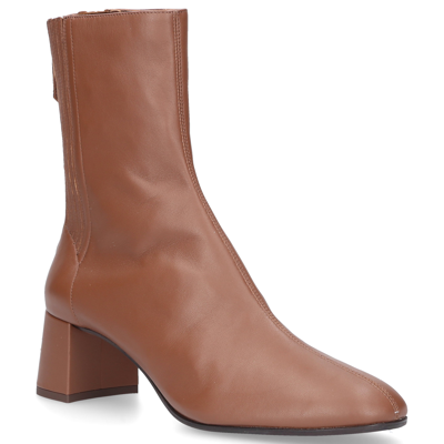 Shop Aquazzura Classic Ankle Boots Saint Honore 50 Nappa Leather In Brown