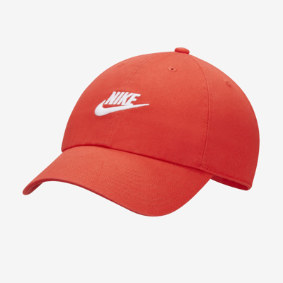 Shop Nike Sportswear Heritage86 Futura Washed Hat In Light Crimson,white