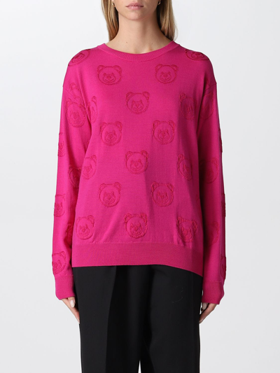 Shop Moschino Couture Wool Sweater In Fuchsia