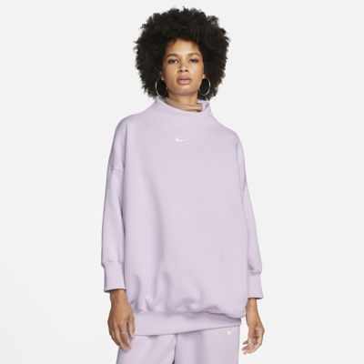 Shop Nike Sportswear Phoenix Fleece Women's Over-oversized Mock-neck 3/4-sleeve Sweatshirt In Doll,sail