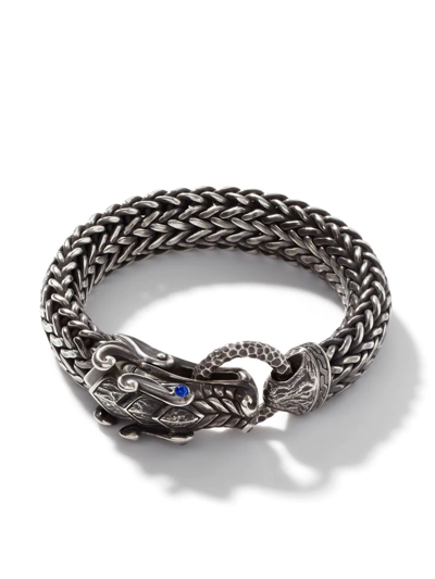 John Hardy Men's Sterling Silver Legends Naga Blue Sapphire Hammered Chain Bracelet In Silver