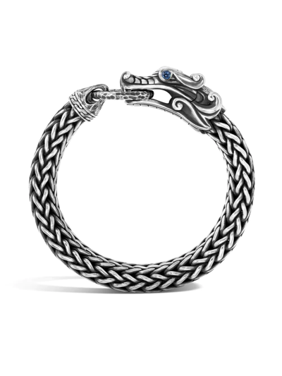 John Hardy Men's Sterling Silver Legends Naga Blue Sapphire Hammered Chain Bracelet In Silver