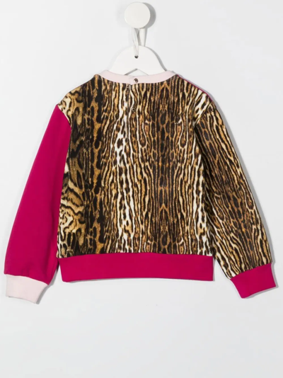 Shop Roberto Cavalli Junior Leopard-print Logo Sweatshirt In Rosa