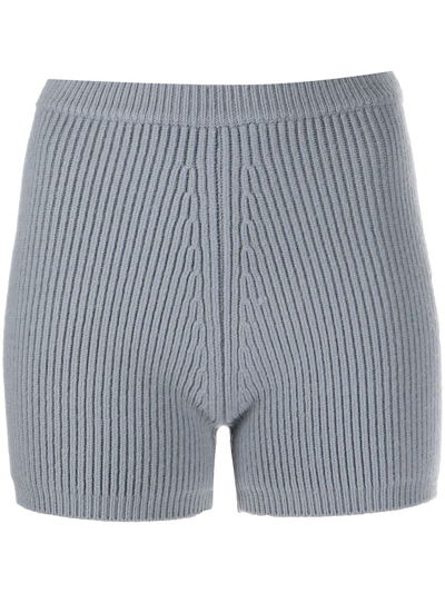 Shop Alexander Wang Ribbed-knit Wool Shorts In Grey
