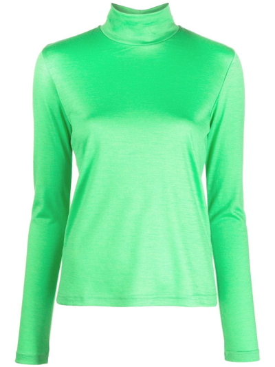 Shop Christian Wijnants Tella Long-sleeve Wool Top In Green