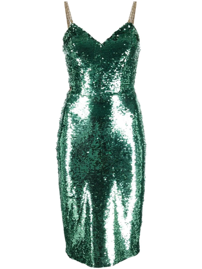 Shop Philipp Plein Sequin Embellished Midi Dress In Green