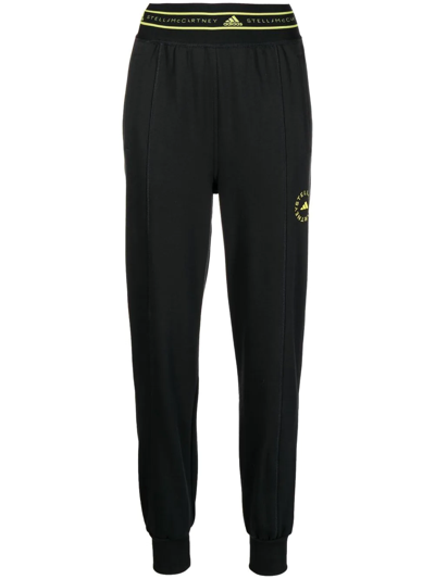Adidas By Stella Mccartney Tapered High-rise Organic-cotton Jogging Bottoms  In Black | ModeSens