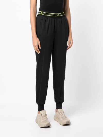 Adidas By Stella Mccartney Tapered High-rise Organic-cotton Jogging Bottoms  In Black | ModeSens