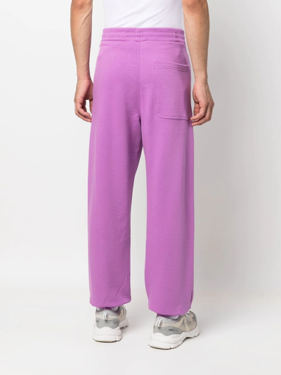 Shop Msgm Logo-print Cotton Track Pants In Violett
