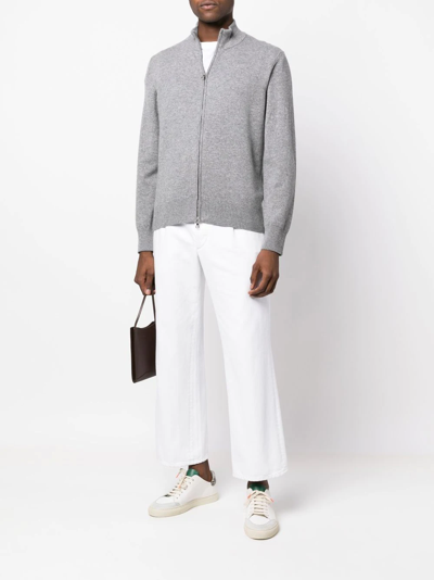 Orlebar Brown Zipped-up Knit Cardigan In Grey