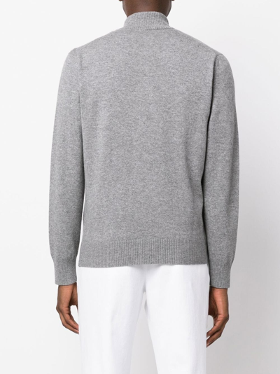 Orlebar Brown Zipped-up Knit Cardigan In Grey