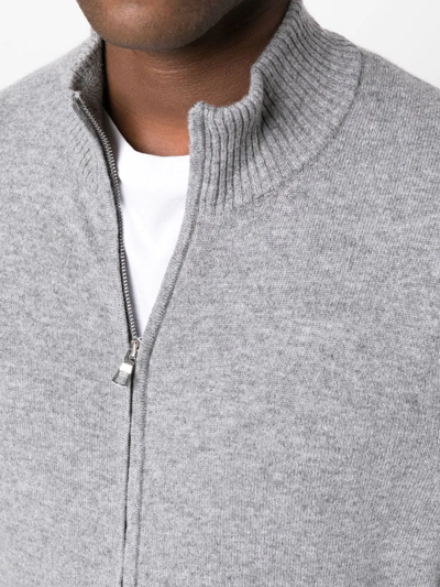 Orlebar Brown Zipped-up Knit Cardigan In Grey