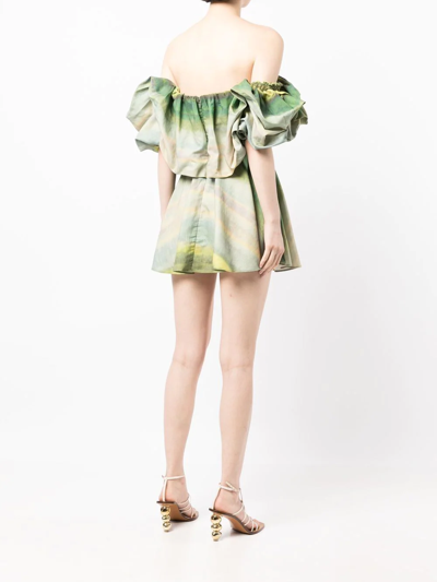 Shop Acler Cumberland Ruffled Mini Dress In Green