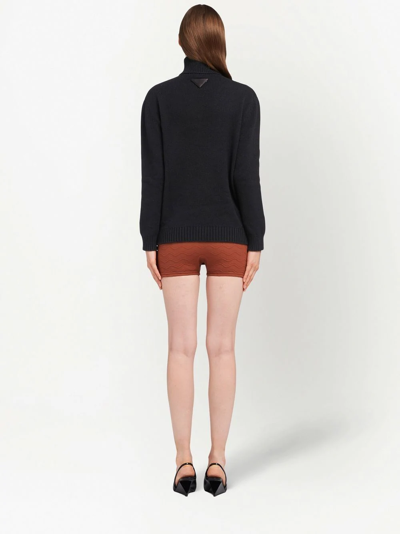 Prada Bustier Structure Turtleneck Jumper In Black