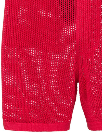 Prada Cotton And Silk Mesh Knit Shorts In Red