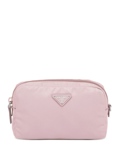 PRADA BEAUTY Pink Triangle Makeup Bag Pouch Crossbody Cosmetic Bag Purse  Clutch