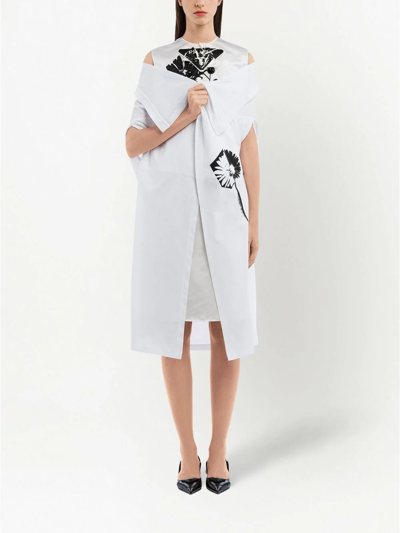 Shop Prada Graphic-print Jersey Cape In White