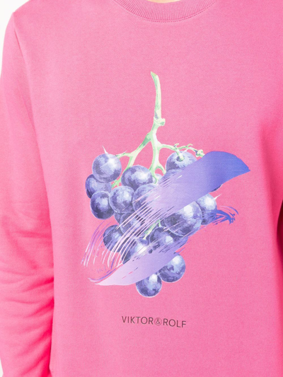 Shop Viktor & Rolf Grape-print Cotton Sweatshirt In Rosa