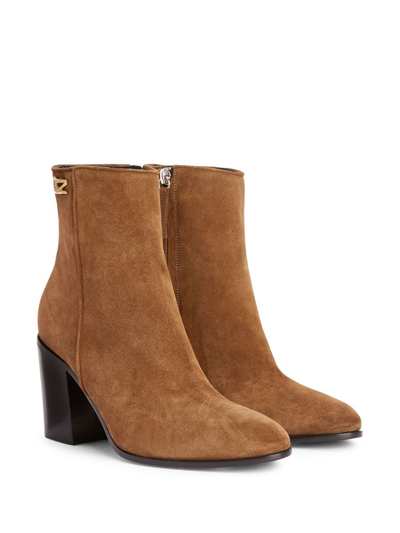 Shop Giuseppe Zanotti Enriette 80mm Suede Boots In Brown