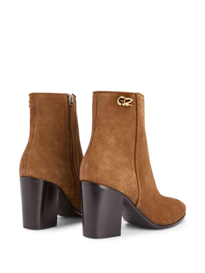 Shop Giuseppe Zanotti Enriette 80mm Suede Boots In Brown